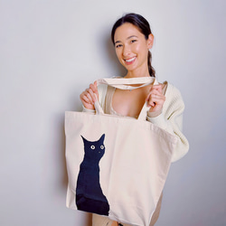 猫柄 トートバッグ 新学期 マザーズバッグ キャンパス生地 8枚目の画像