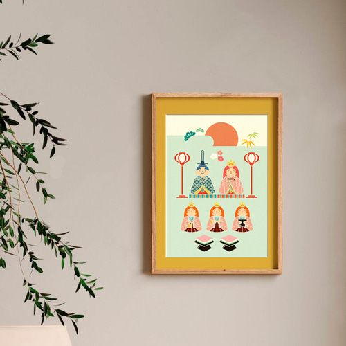 おひなさま【雛祭／ひなまつり】桃の節句 A4ポスター イラスト 菊千代