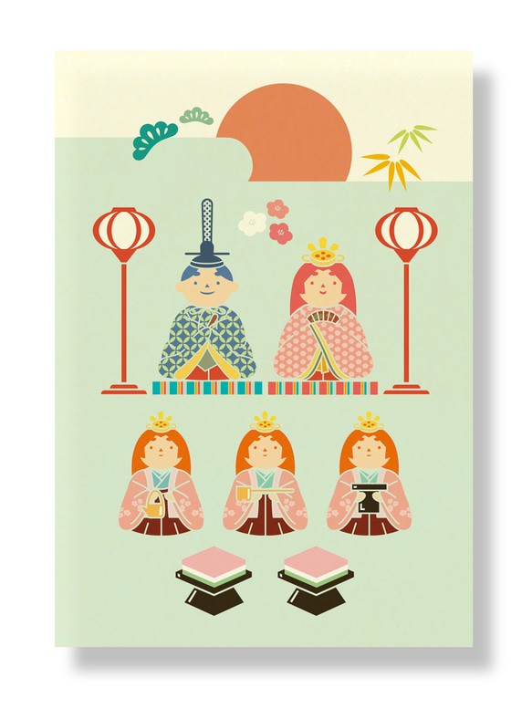 おひなさま【雛祭／ひなまつり】桃の節句 A4ポスター イラスト 菊千代