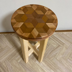 木製スリムスツール（椅子）【寄木細工】【受注製作販売】 6枚目の画像