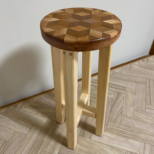 木製スリムスツール（椅子）【寄木細工】【受注製作販売】 椅子