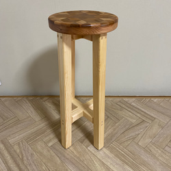 木製スリムスツール（椅子）【寄木細工】【受注製作販売】 4枚目の画像
