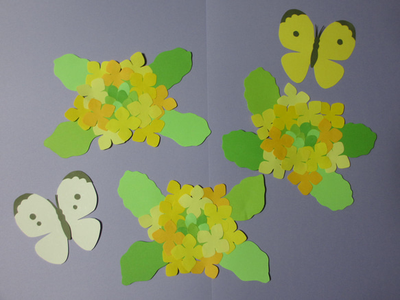 なのはな　（花が大きいver.）　〈春の壁面〉　画用紙　壁面飾り　保育園・幼稚園・学校・図書館その他施設　 1枚目の画像