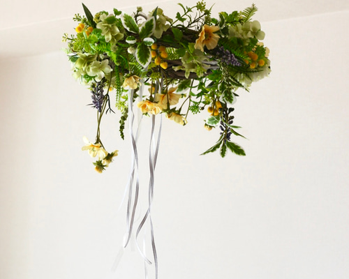 ミモザ⑅︎*春色フライングリース⋆︎* Creema限定】ミモザのフライングリース アーテフィシャルフラー