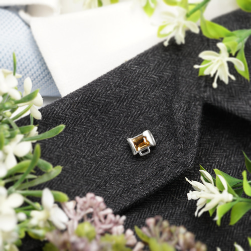 エール 中ジョッキピンブローチ シルバー シトリン 天然石 ブローチ  