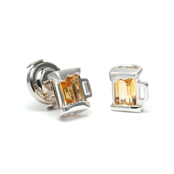 エール 中ジョッキピンブローチ シルバー シトリン 天然石 ブローチ  