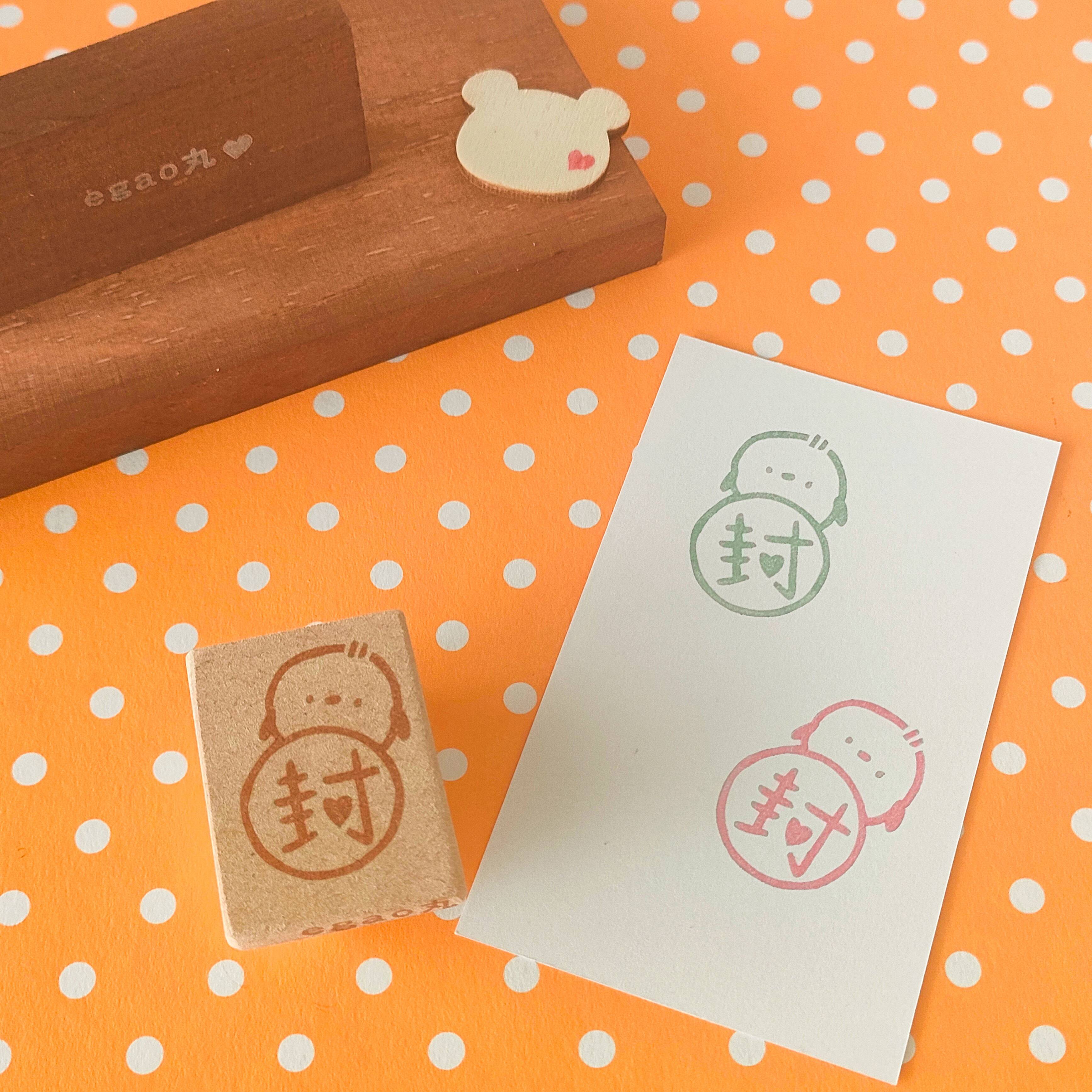 シマエナガとカーネーション 消しゴムはんこNo.400