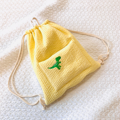 Mサイズ ライブリーダイナソー ナップサック 恐竜 刺繍 ヌビバッグ  