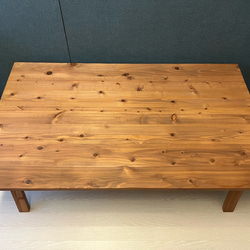 【送料無料】 ローテーブル 長方形 120cm 70cm 杉 ブラウン 折り畳み脚 木組 ハ型 11枚目の画像