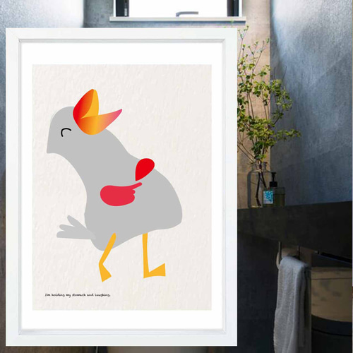 笑う笑う鳥 イラスト ポスター A4 A3 A2 A1 アート アートポスター