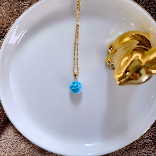 天然無処理 ラリマー ペンダントトップ k18 No381 ネックレス