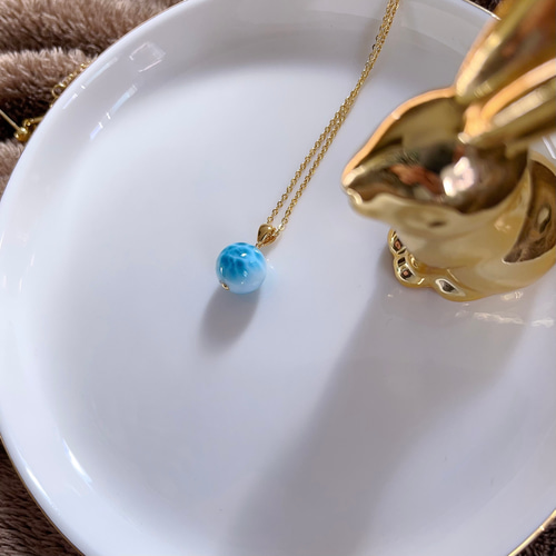 天然無処理 ラリマー ペンダントトップ k18 No381 ネックレス