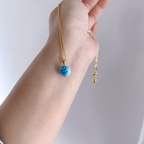 天然無処理 ラリマー ペンダントトップ k18 No381 ネックレス