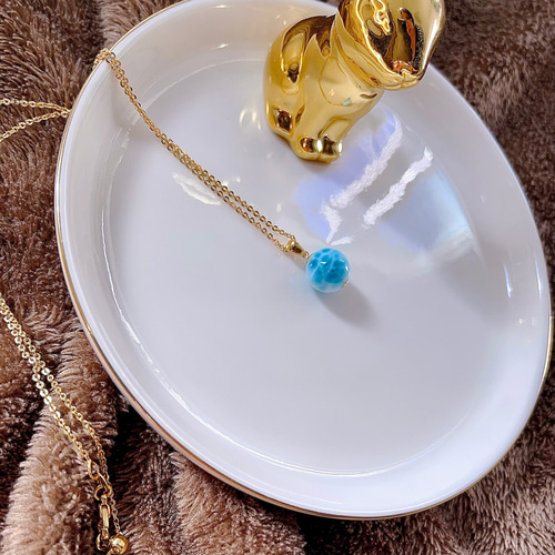 天然無処理 ラリマー ペンダントトップ k18 No381 ネックレス