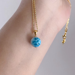 天然無処理 ラリマー ペンダントトップ k18 No381 ネックレス