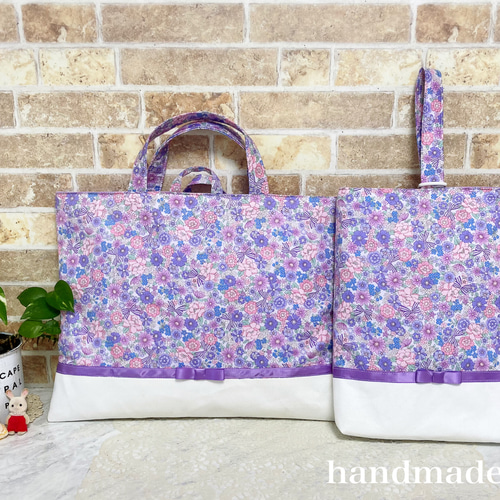 リボンと花柄×帆布のお洒落な入園入学グッズ オーダーページ