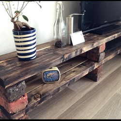 ブルックリン調テレビボード ビンテージ高級レンガ使用 高級ワックス