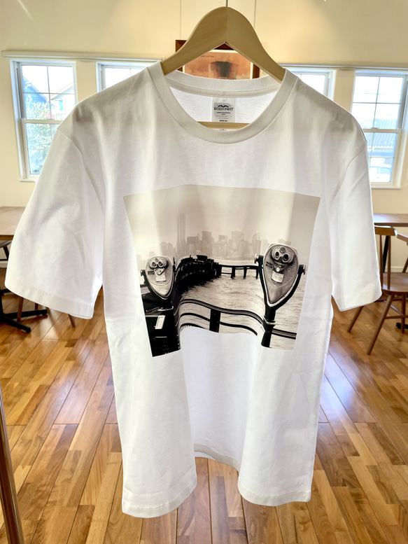 Tシャツ　白　モノクロ写真　ニューヨーク　90年代　ユニセックス 3枚目の画像