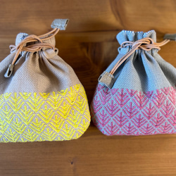 メイルゥさんオーダー品 こぎん刺しcotton巾着ポーチ 2点セット