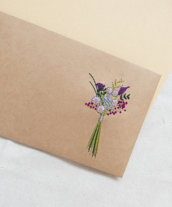 花束のレターセット／刺繍 1枚目の画像