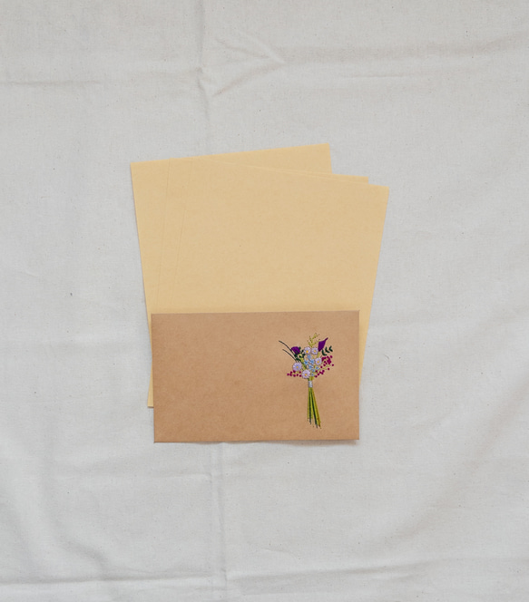 花束のレターセット／刺繍 2枚目の画像