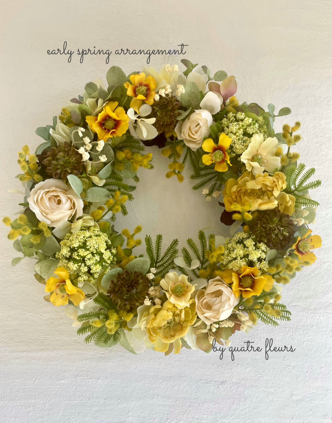 ミモザと野の花のアーリースプリングアレンジ