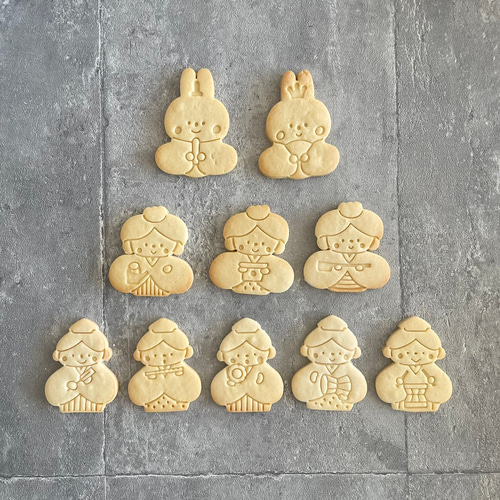 ひなまつり】うさぎお内裏様＆お雛様 クッキー型セット（スタンプ付き