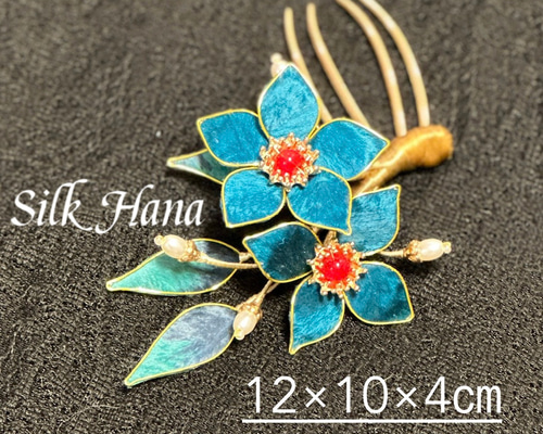 Silk Hana】No.19 青い花のヘアコーム コーム Silk Hana 通販 17273641