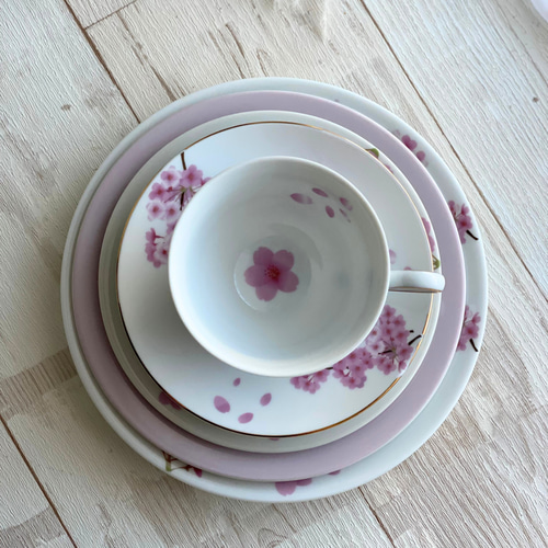 桜2026】おうちでお花見｜桜のティーカップ＆ケーキ皿セット（1点もの
