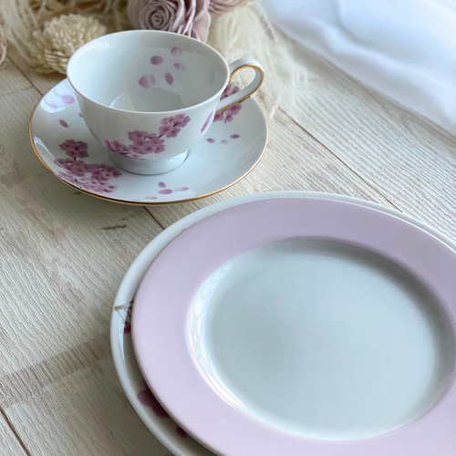 桜2026】おうちでお花見｜桜のティーカップ＆ケーキ皿セット（1点もの