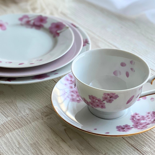 桜2026】おうちでお花見｜桜のティーカップ＆ケーキ皿セット（1点もの
