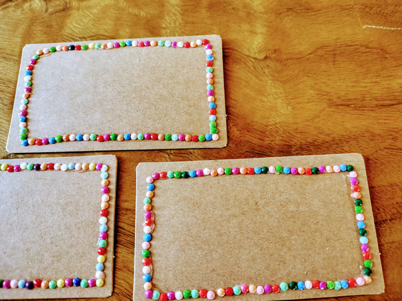 《増量中!!》【ミニカード】紙刺繍メッセージカードミニ　カラフルストーン　10枚セット 2枚目の画像