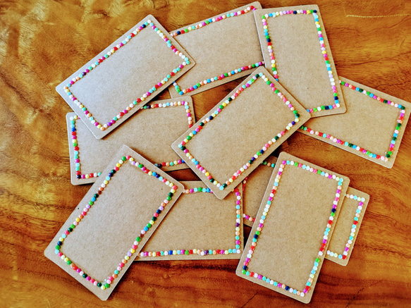 《増量中!!》【ミニカード】紙刺繍メッセージカードミニ　カラフルストーン　10枚セット 1枚目の画像