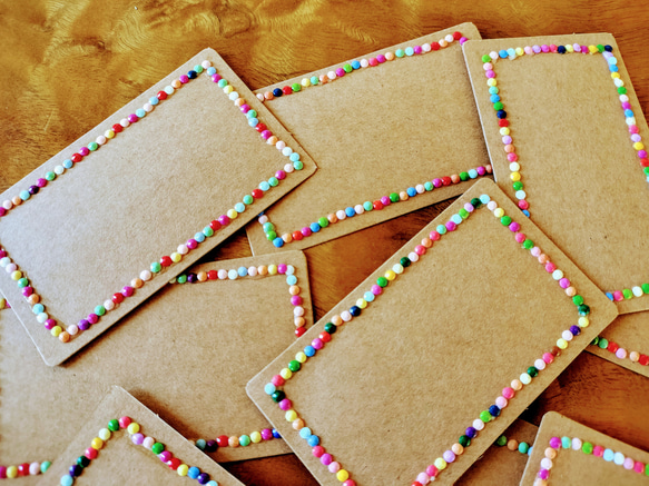 《増量中!!》【ミニカード】紙刺繍メッセージカードミニ　カラフルストーン　10枚セット 3枚目の画像