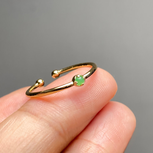 【遺品整理】翡翠金リング 夜光ガラス翡翠カボションデザインリング 18Kゴールド