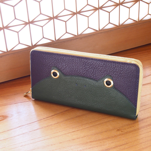 レザー 長財布 モスグリーン　カエルさんの手 レザー 長財布 モスグリーン カエルさんの手 レザー 長財布 モス