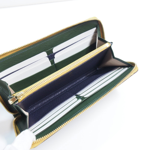 ケロングウォレット』モスグリーン×ネイビー カエルのラウンド