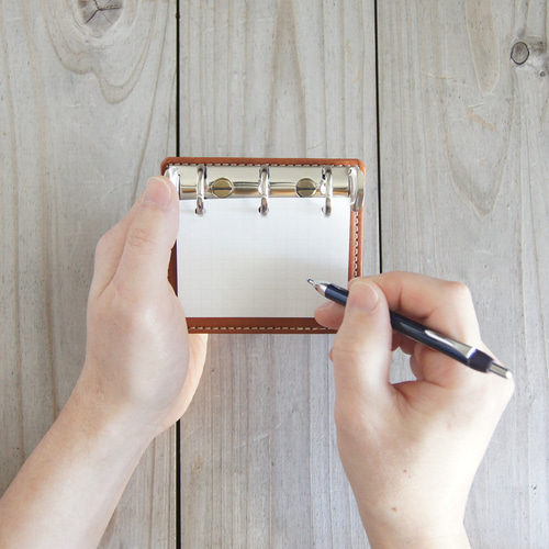 極小リフィル」用ミニバインダー/ミニ3穴リフィル用パッド/ヌメ革/3M