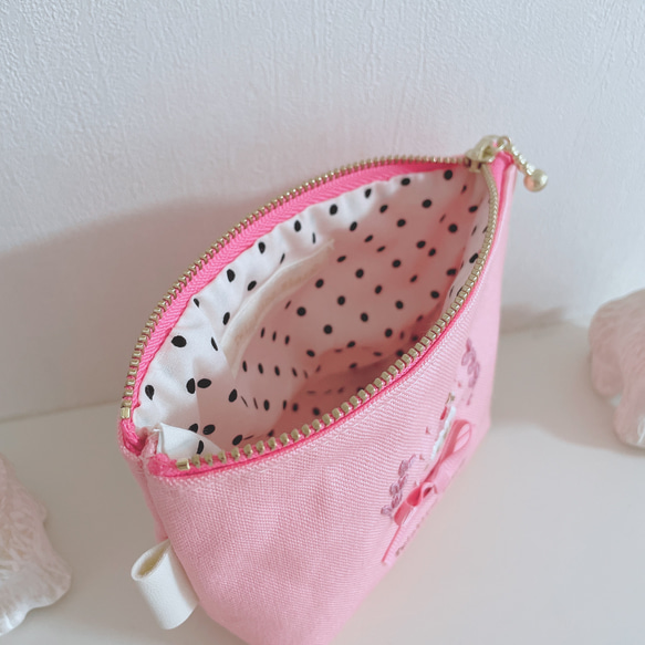 再販♡カップケーキ刺繍♡ポーチ(ピンク) 4枚目の画像