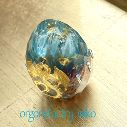 カット卵型　フラワーオブライフ　ドラゴン　幸運　浄化　幸福　成長　愛情　オルゴナイト 1枚目の画像