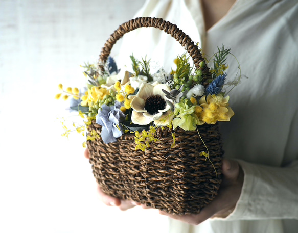 感謝の気持ちを伝える Flower basket pine flower -mimosa- 3枚目の画像