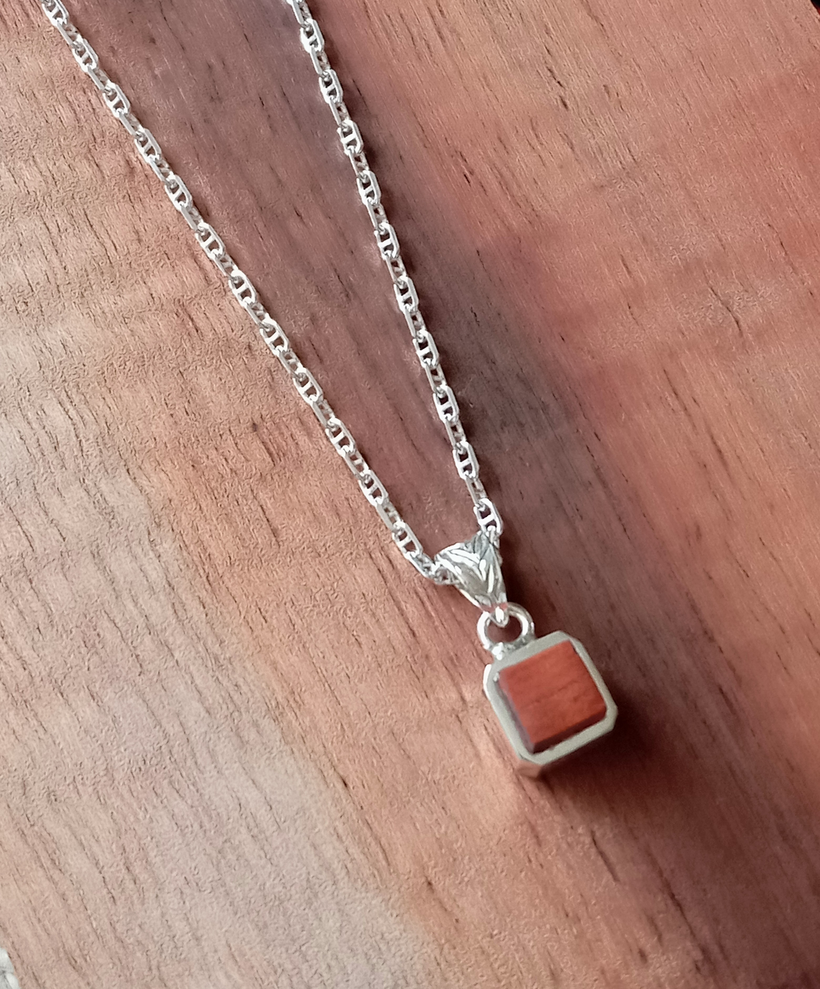 ハワイアンコアインレイペンダント　 ハワイアンジュエリーマイレシルバーアクセサリーSV950メンズレディース　ウッド木