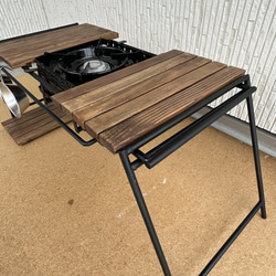 フラットバーナ－テーブルアイアンigtテーブル ウォルナット色 10枚目の画像