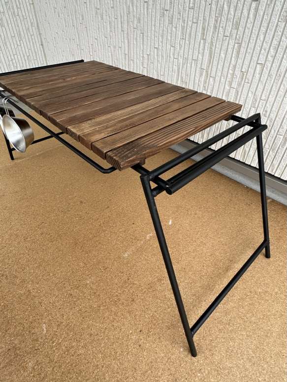 フラットバーナ－テーブルアイアンigtテーブル ウォルナット色 13枚目の画像