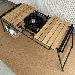 フラットバーナ－テーブルアイアンigtテーブル ラスティックパイン色 9枚目の画像