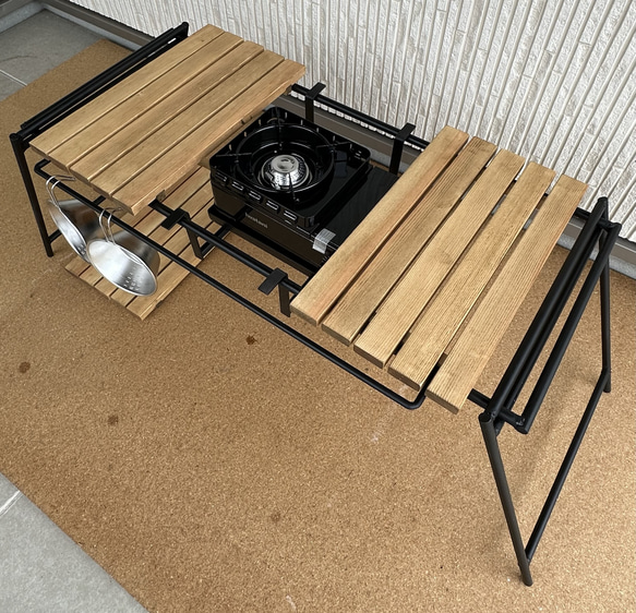 フラットバーナ－テーブルアイアンigtテーブル ラスティックパイン色 9枚目の画像