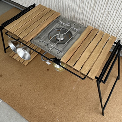フラットバーナ－テーブルアイアンigtテーブル ラスティックパイン色 2枚目の画像