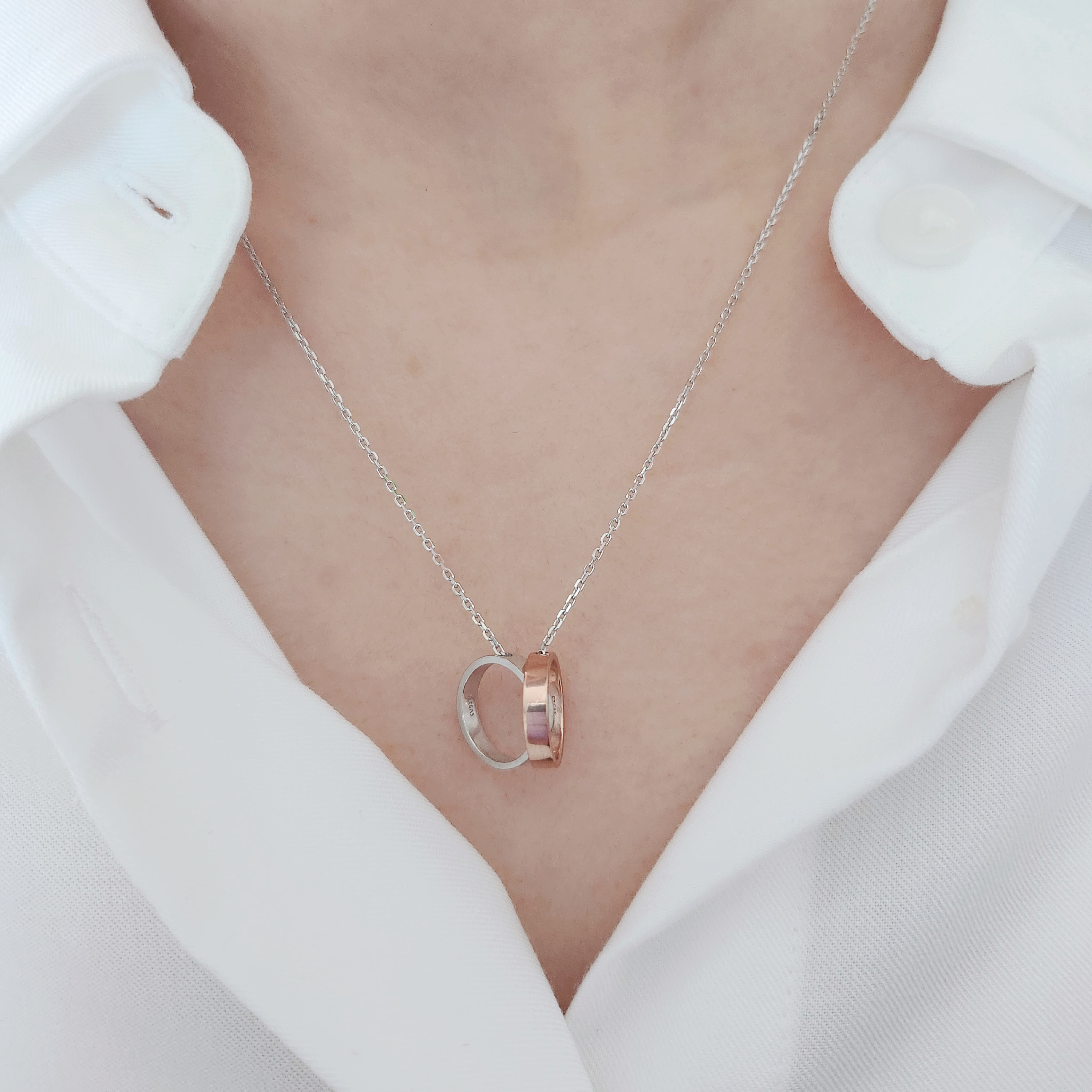 選べる色　サークルモチーフ　シルバーネックレス H-253