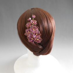 ストックの花（紫）簪・髪飾り　一本挿し 8枚目の画像