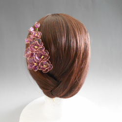 ストックの花（紫）簪・髪飾り　一本挿し 9枚目の画像